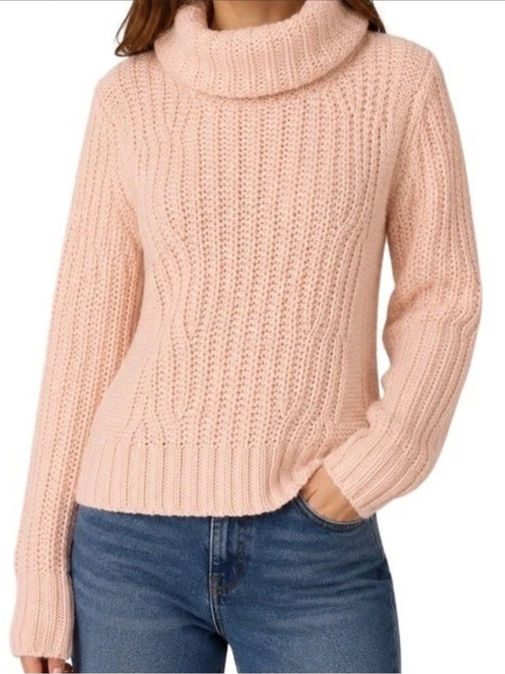 Banana Republic Alpaca Merino Wool Blend Turtleneck Sweater Pink M EUC Timeless